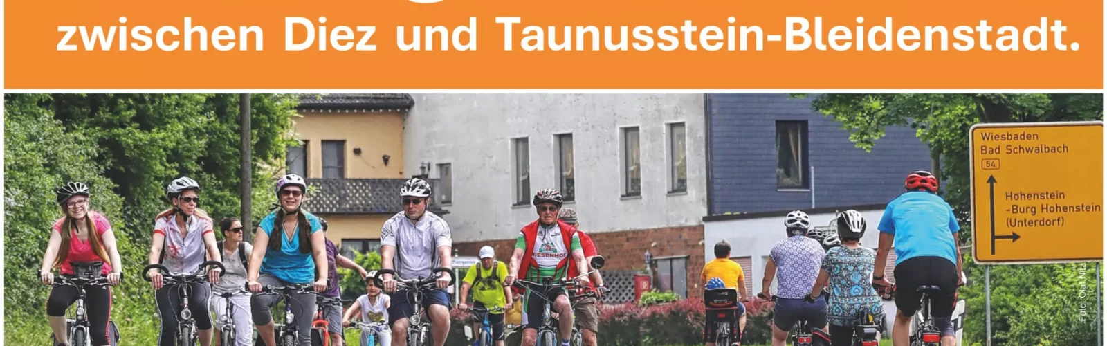 Plakat zur Veranstaltung „Fahr zur Aar“ am 31. Mai 2026 zwischen Diez und Taunusstein-Bleidenstadt mit Radfahrern auf der Straße.