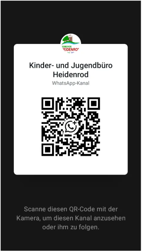QR-Code zum WhatsApp-Kanal des Kinder- und Jugendbüros Heidenrod.